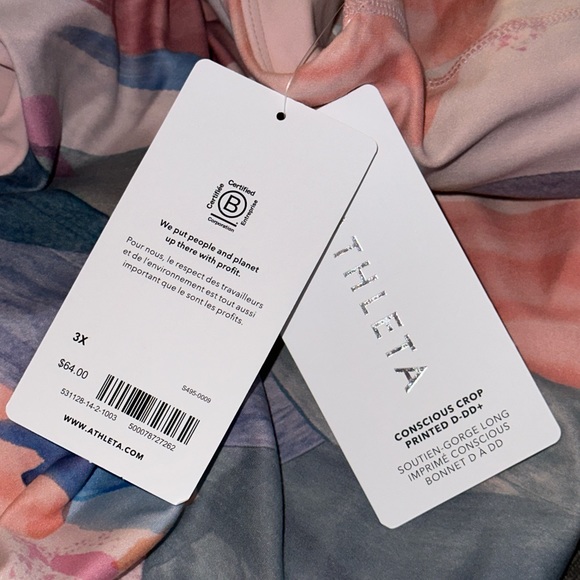 Athleta Conscious Crop Sports Yoga Bra Printed Watercolor 3X D DD+ NWT - Picture 7 of 13